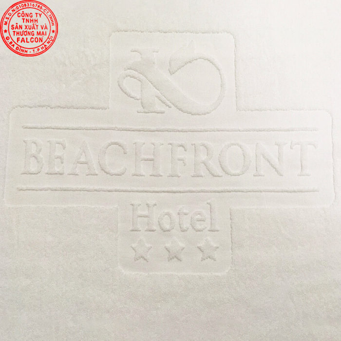 khăn trắng khách sạn thêu, dệt logo